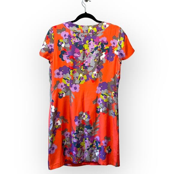 BODEN Embellished Beaded Notched Neck Silk Dress Short/Cap Sleeve Floral Size 8 - Picture 10 of 11